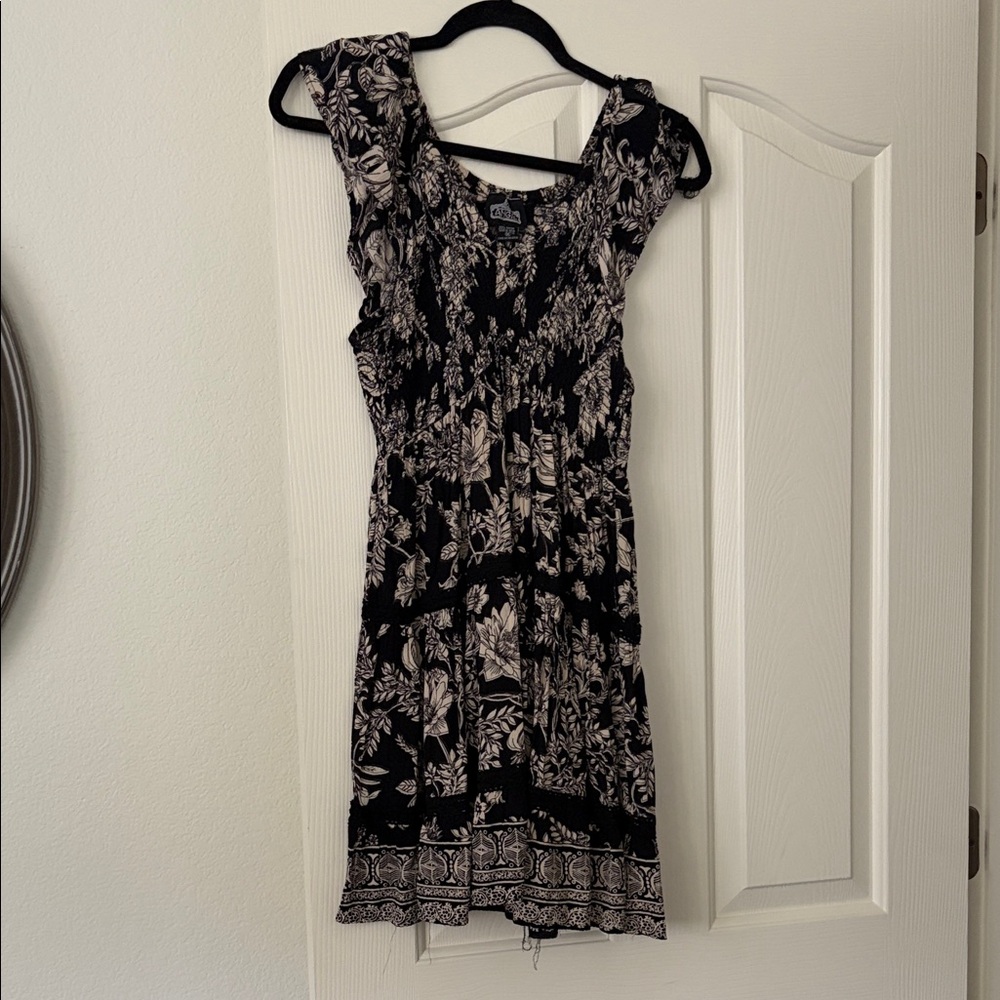 Angie Black and Cream Asymmetrical Dress